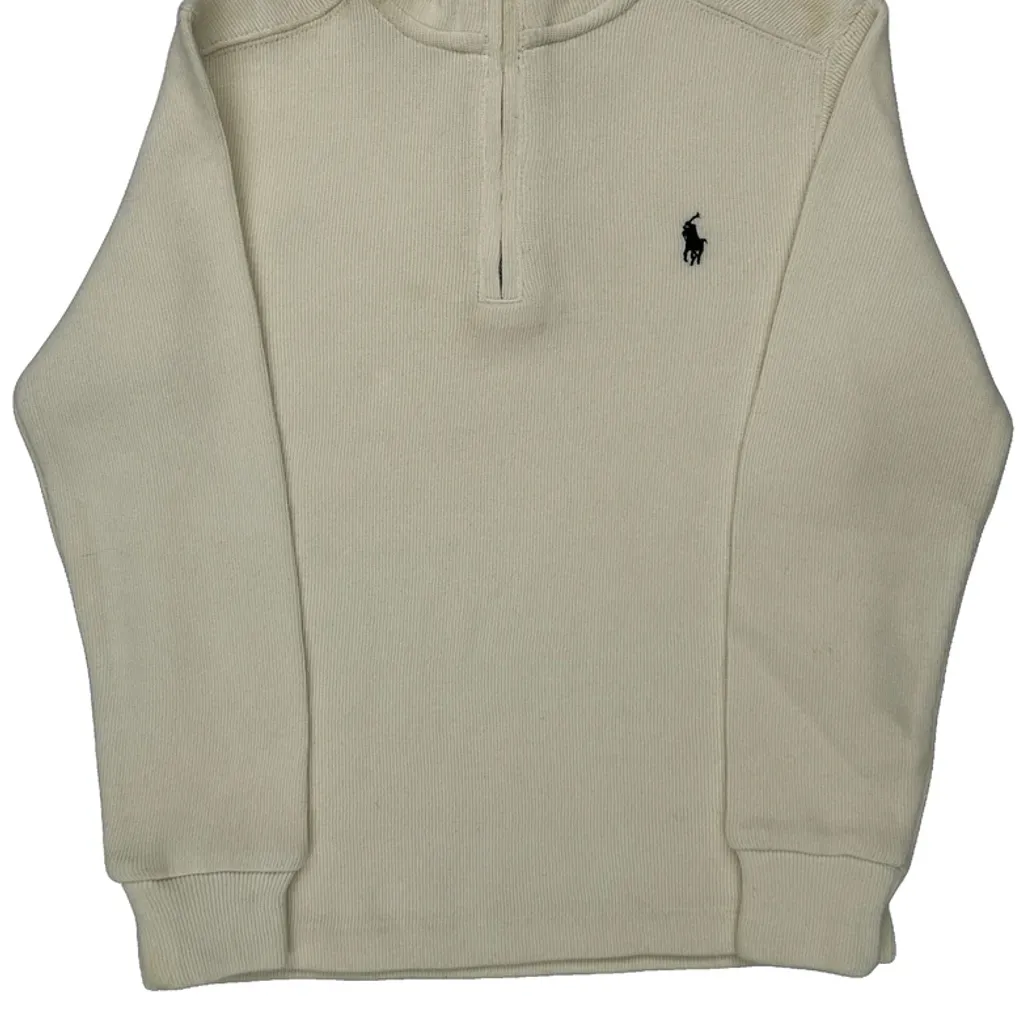 Age 4 Polo By Ralph Lauren 1/4 Zip - Small Cream Cotton - Image 4