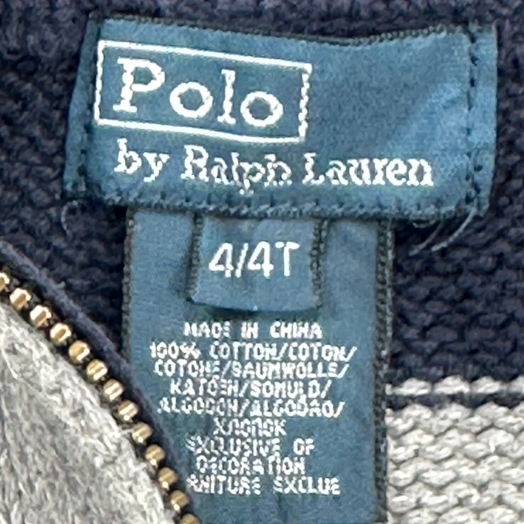 Age 4 Polo By Ralph Lauren Striped 1/4 Zip - XS Gray Cotton - Image 3