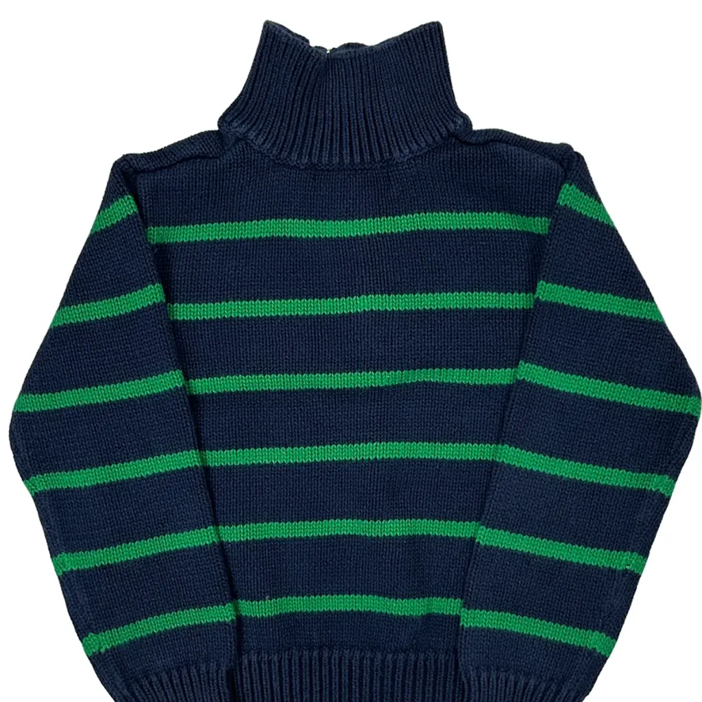 Age 4 Polo By Ralph Lauren Striped 1/4 Zip - Small Navy Cotton - Image 7