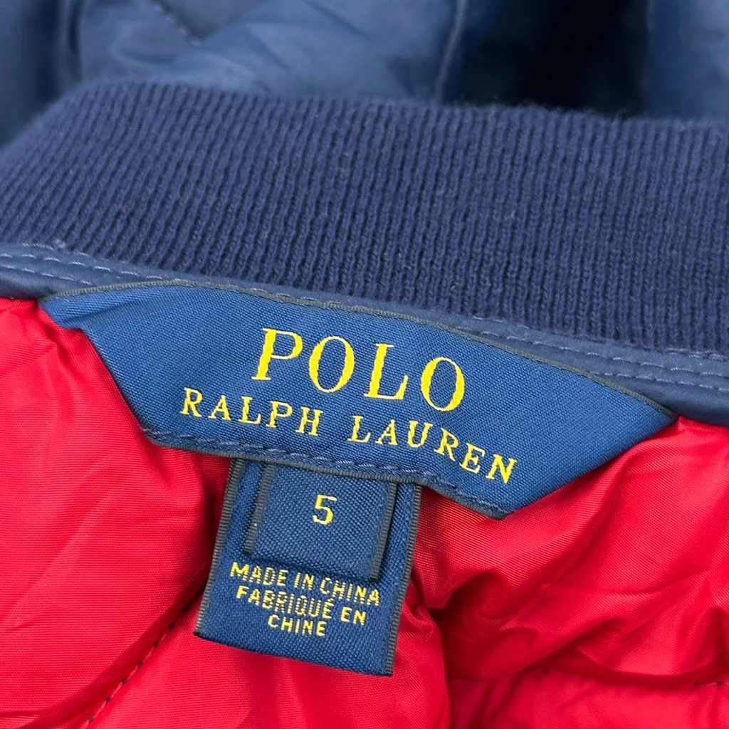 Age 4 Polo By Ralph Lauren Bomber Jacket - Small Navy Polyester - Image 3