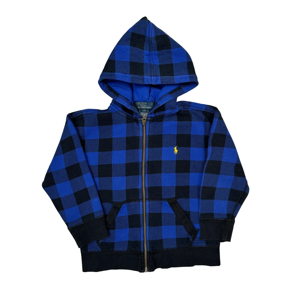 Age 4 Polo By Ralph Lauren Checked Hoodie - XS Blue Cotton