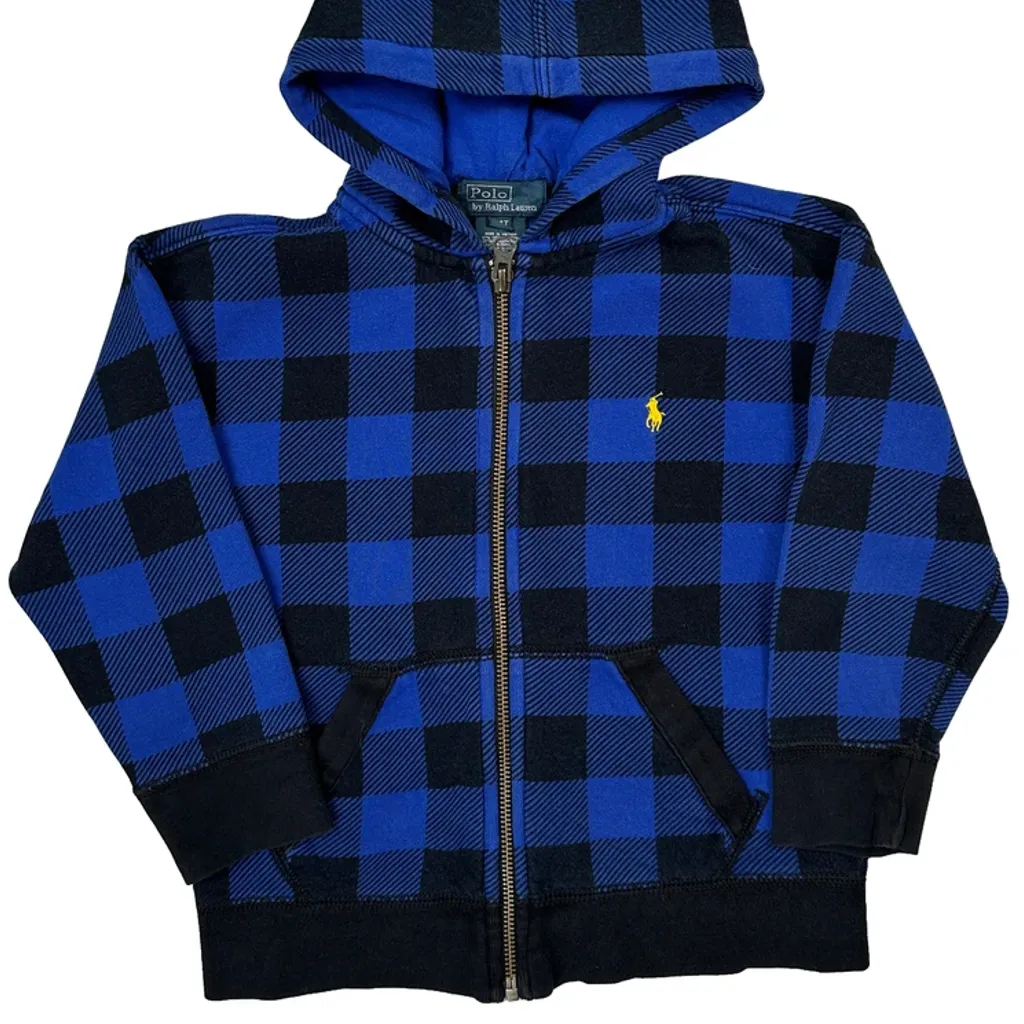 Age 4 Polo By Ralph Lauren Checked Hoodie - XS Blue Cotton - Image 5