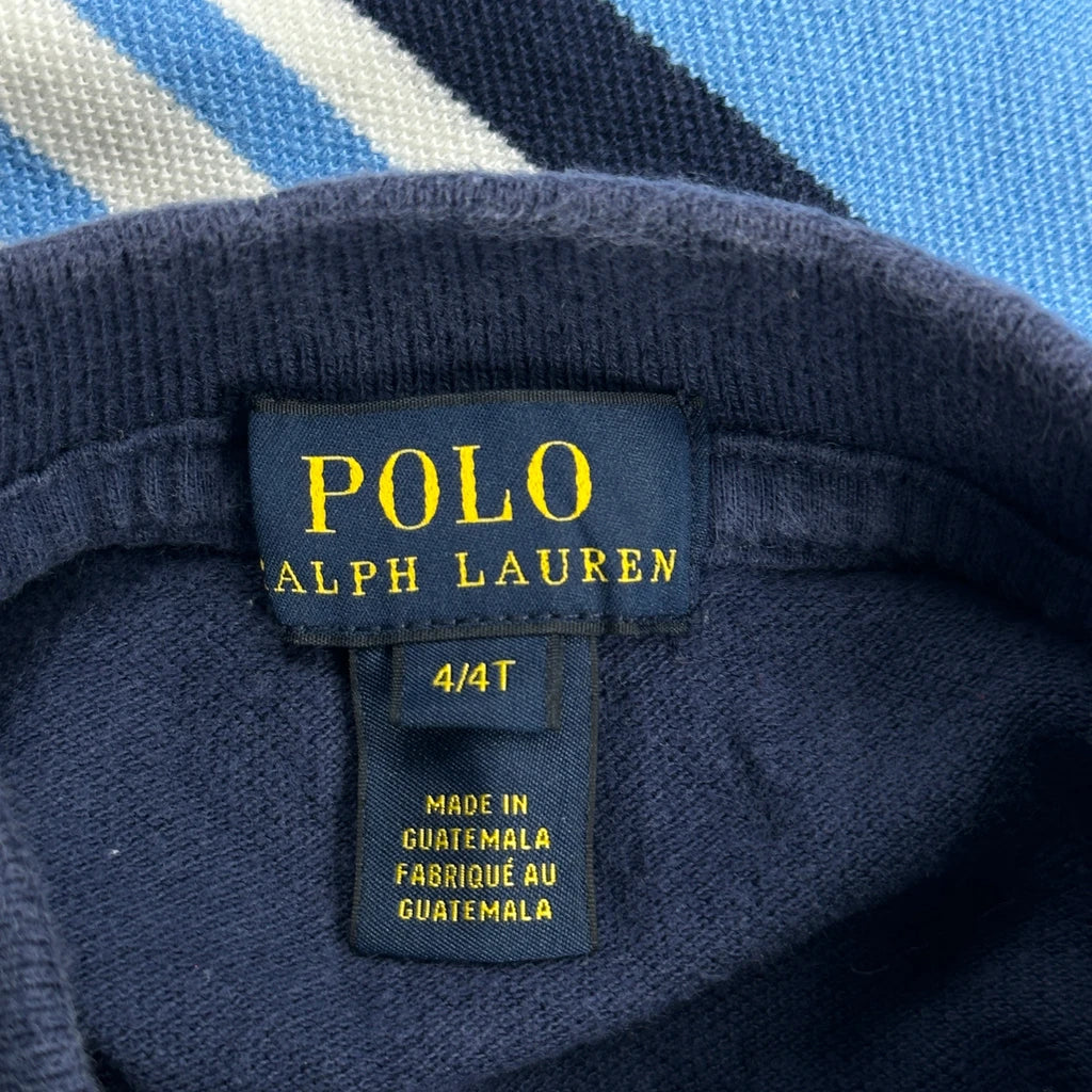 Age 4 Polo By Ralph Lauren Striped Polo Shirt - Small Blue Cotton - Image 3
