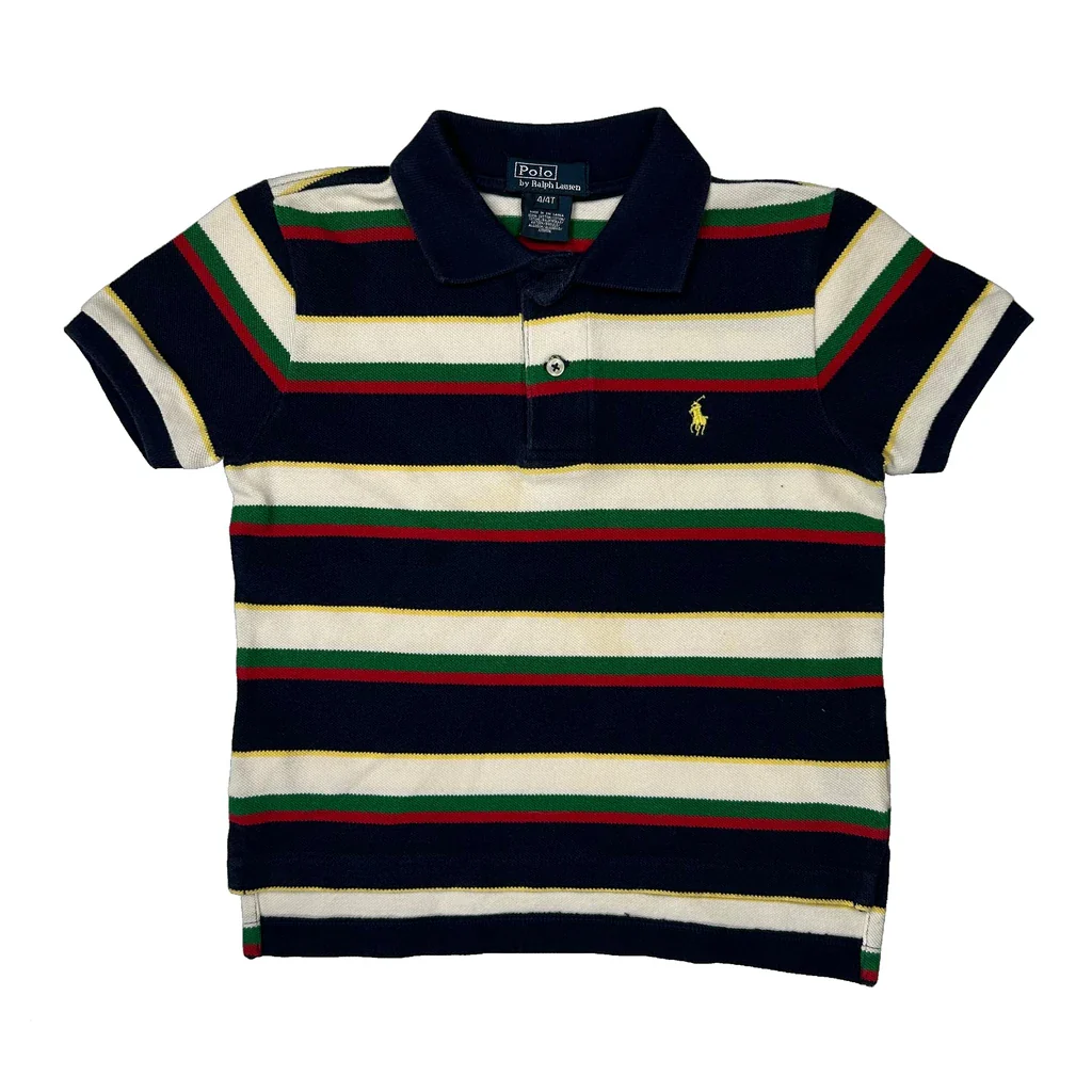 Age 4 Polo By Ralph Lauren Striped Polo Shirt - XS Multicoloured Cotton