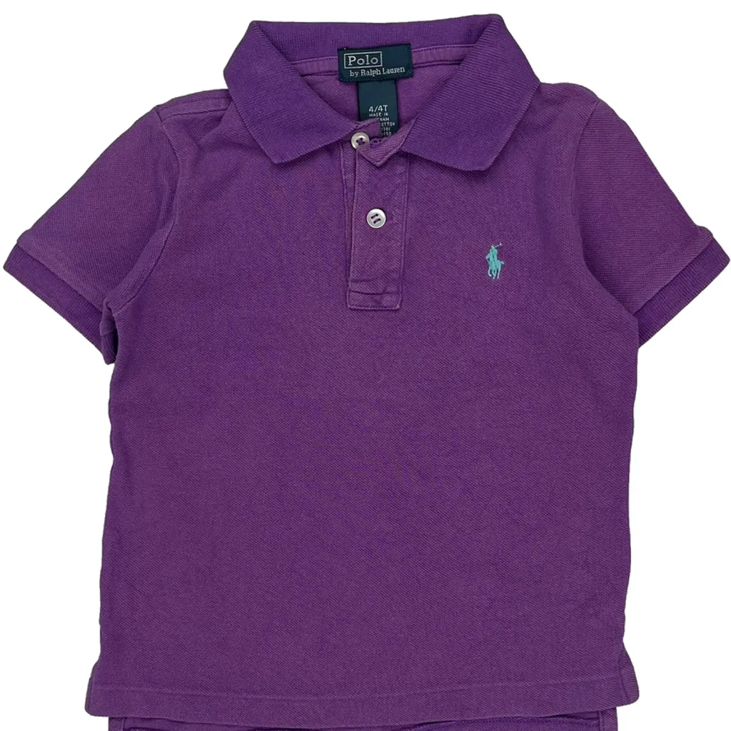 Age 4 Polo By Ralph Lauren Polo Shirt - XS Purple Cotton - Image 4