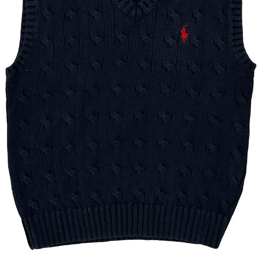 Age 4 Polo By Ralph Lauren Sweater Vest - Small Navy Cotton - Image 5
