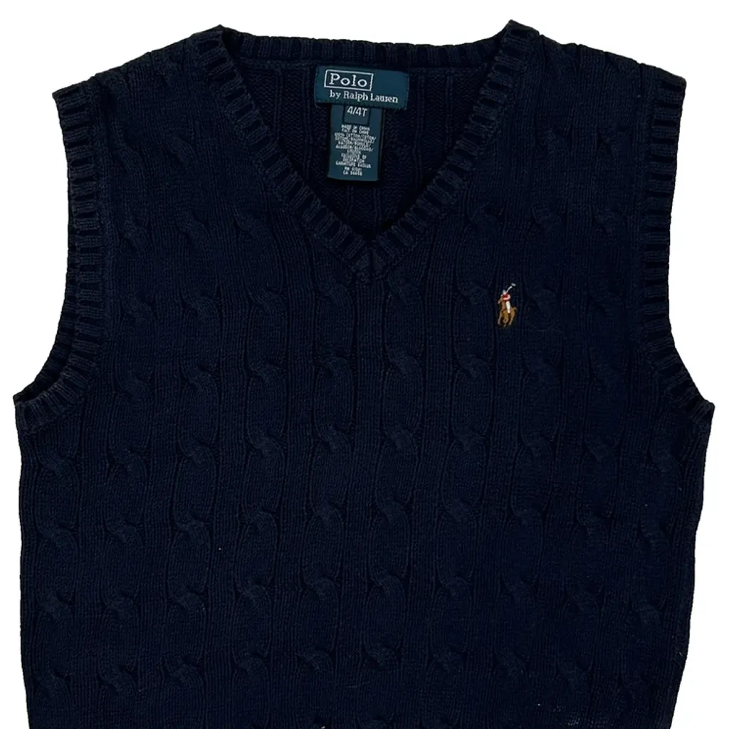 Age 4 Polo By Ralph Lauren Sweater Vest - XS Navy Cotton - Image 5