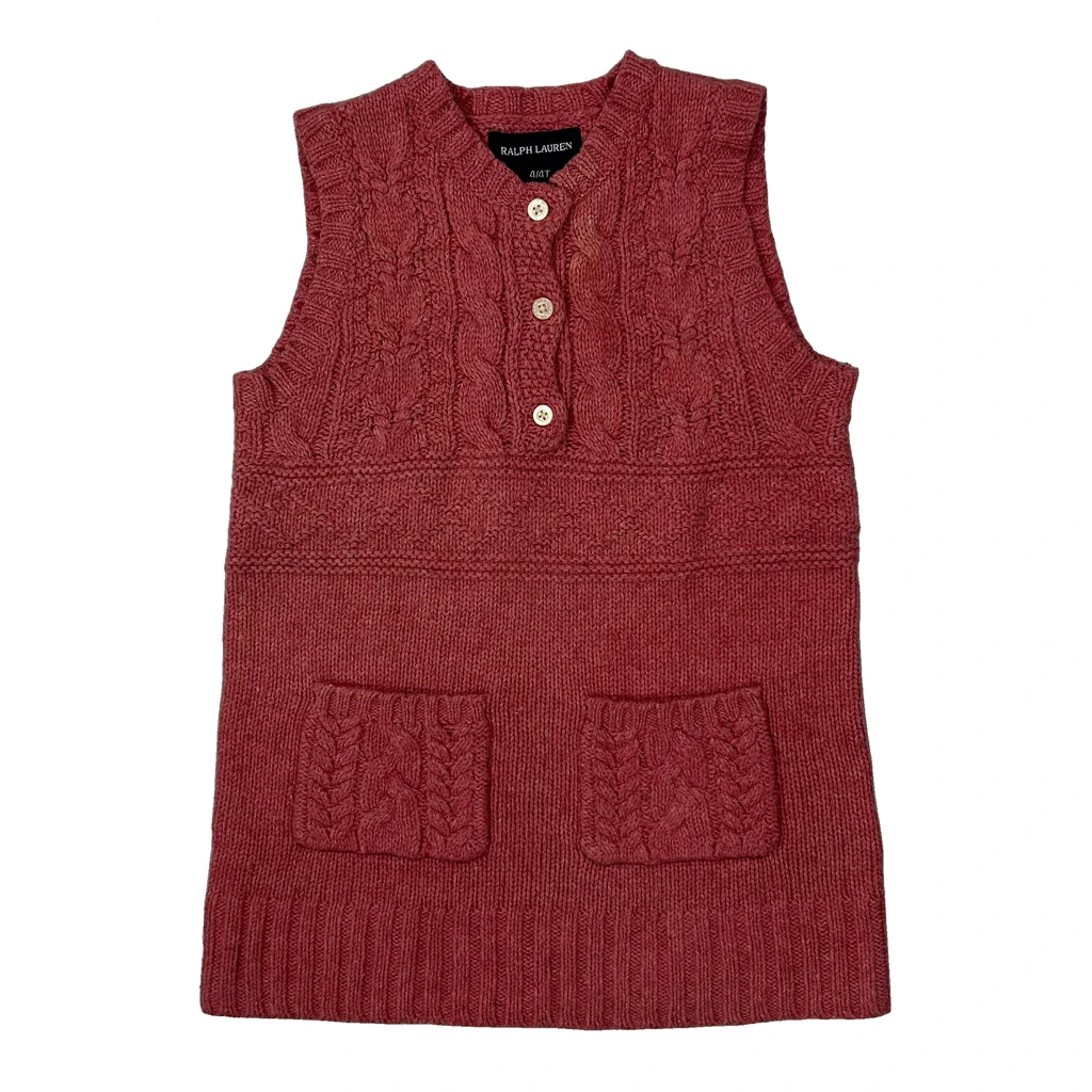 Age 4 Ralph Lauren Dress - XS Red Cotton Blend