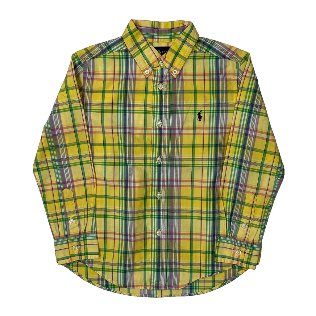 Age 4 Ralph Lauren Checked Shirt - XS Yellow Cotton