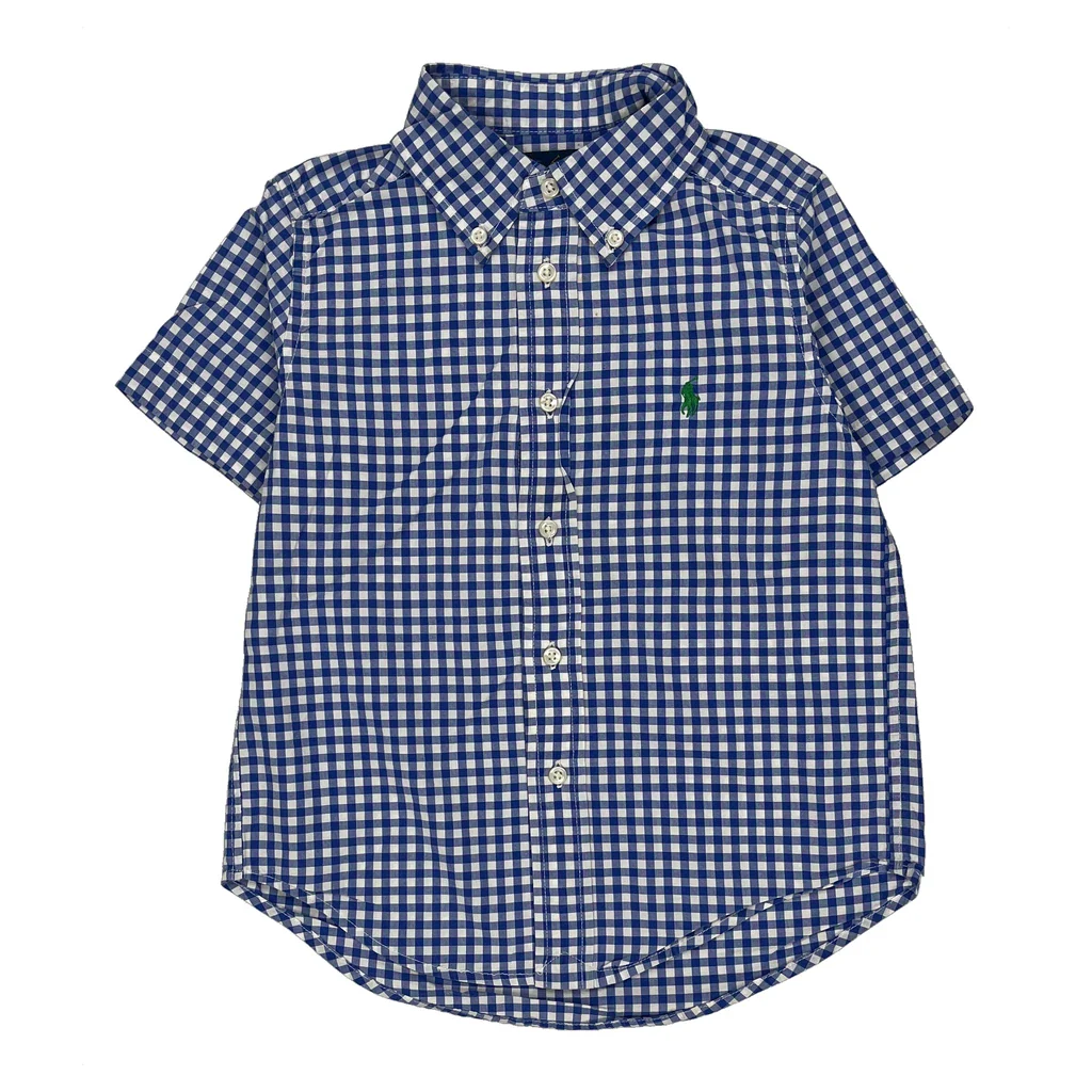 Age 4 Ralph Lauren Checked Short Sleeve Shirt - XS Blue Cotton