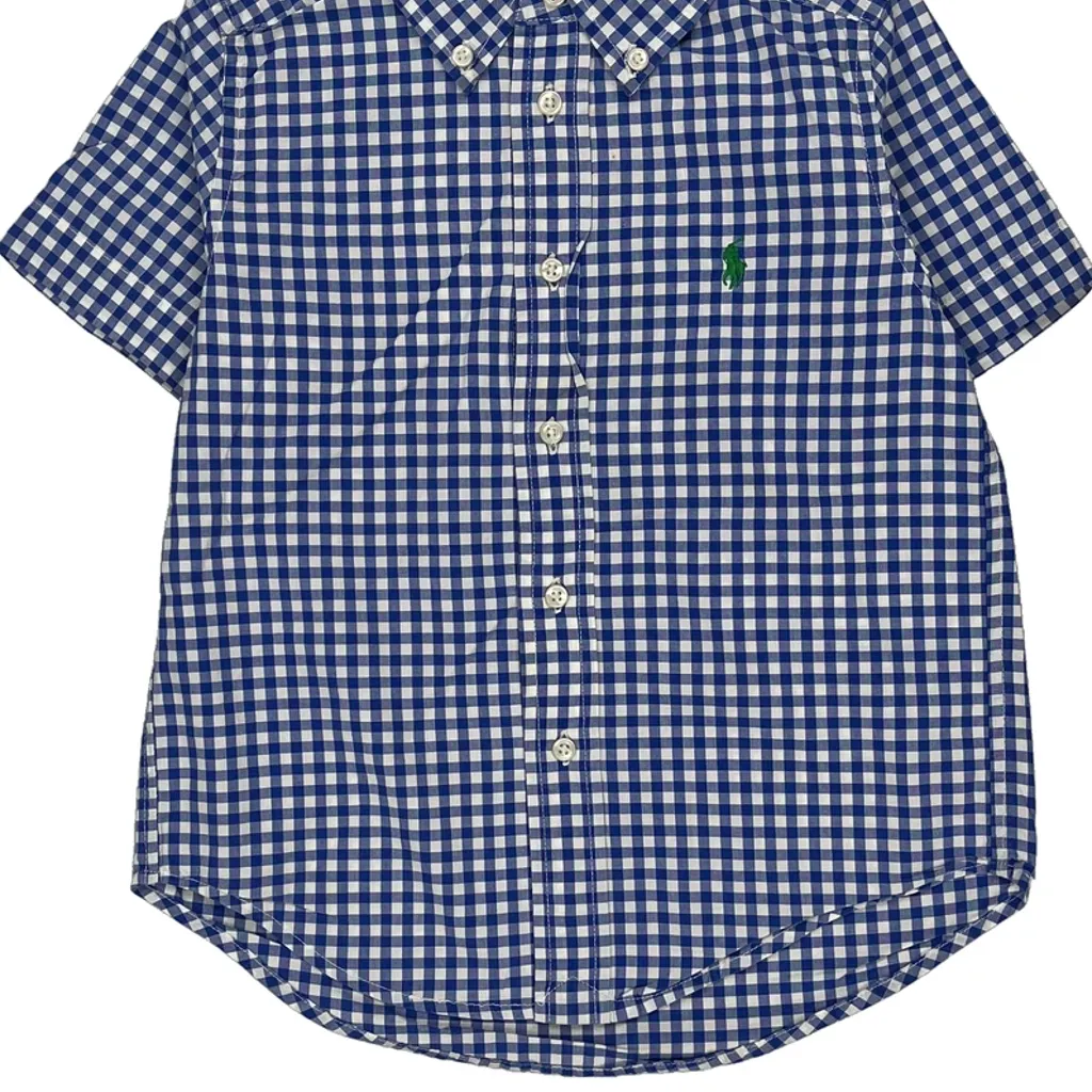 Age 4 Ralph Lauren Checked Short Sleeve Shirt - XS Blue Cotton - Image 5