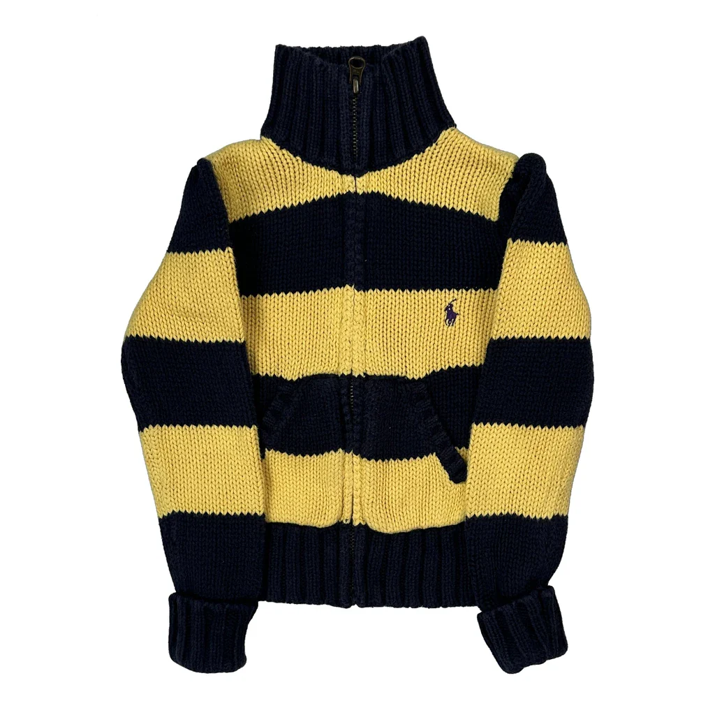 Age 4 Ralph Lauren Striped Zip Up - XS Navy Cotton