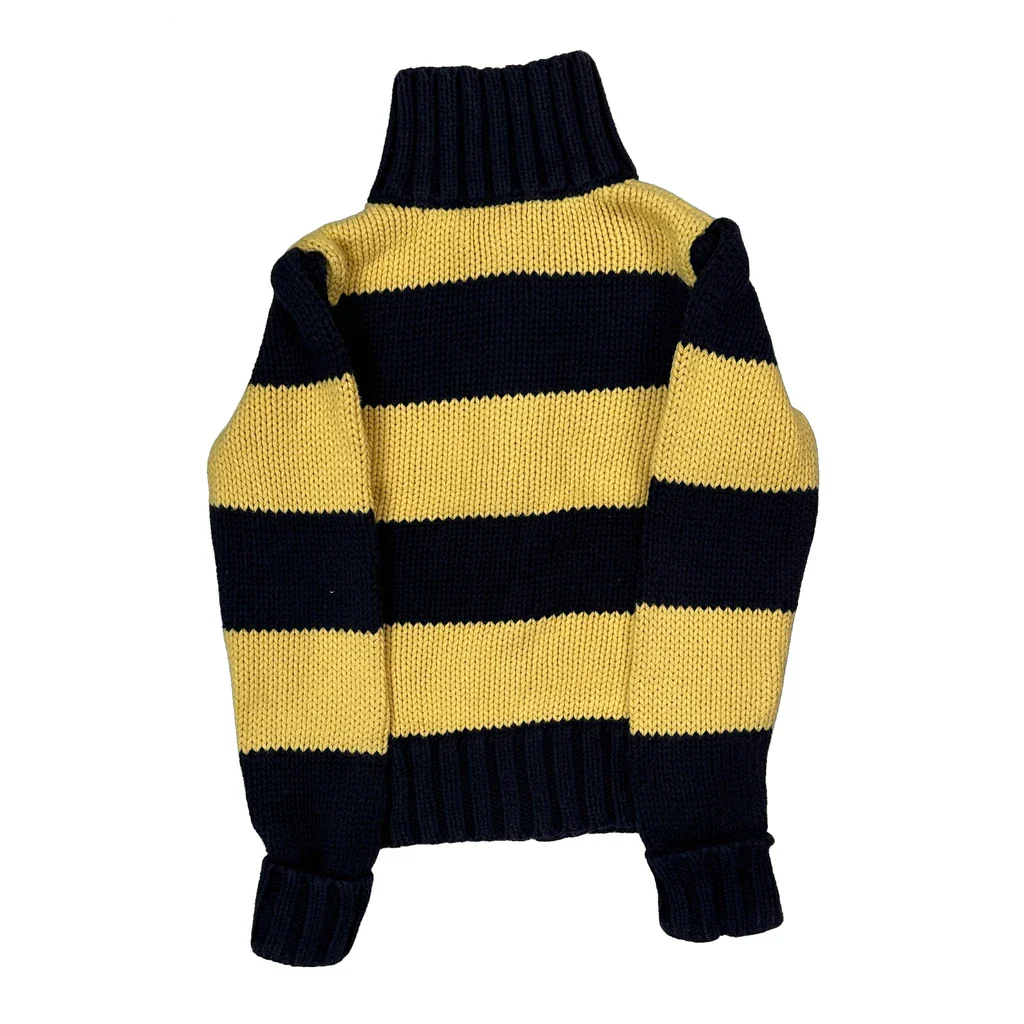 Age 4 Ralph Lauren Striped Zip Up - XS Navy Cotton - Image 2