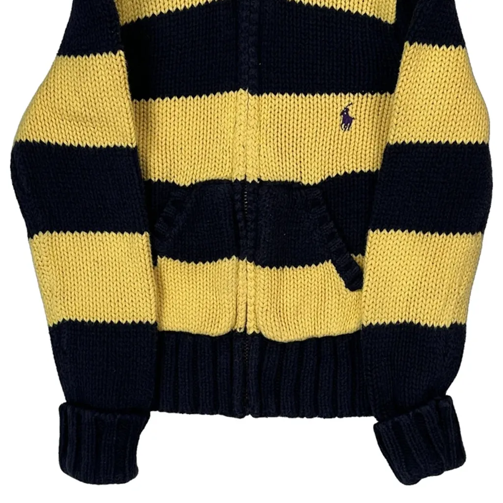 Age 4 Ralph Lauren Striped Zip Up - XS Navy Cotton - Image 4