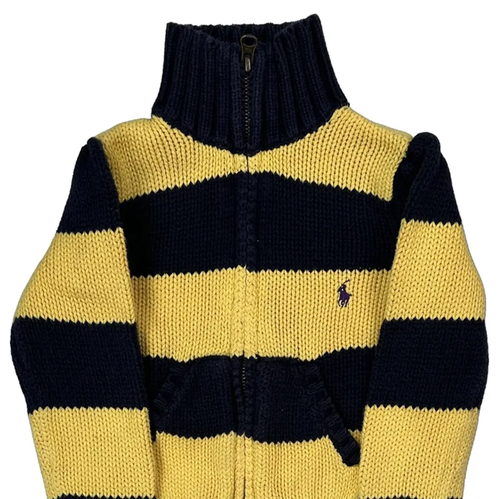 Age 4 Ralph Lauren Striped Zip Up - XS Navy Cotton - Image 5