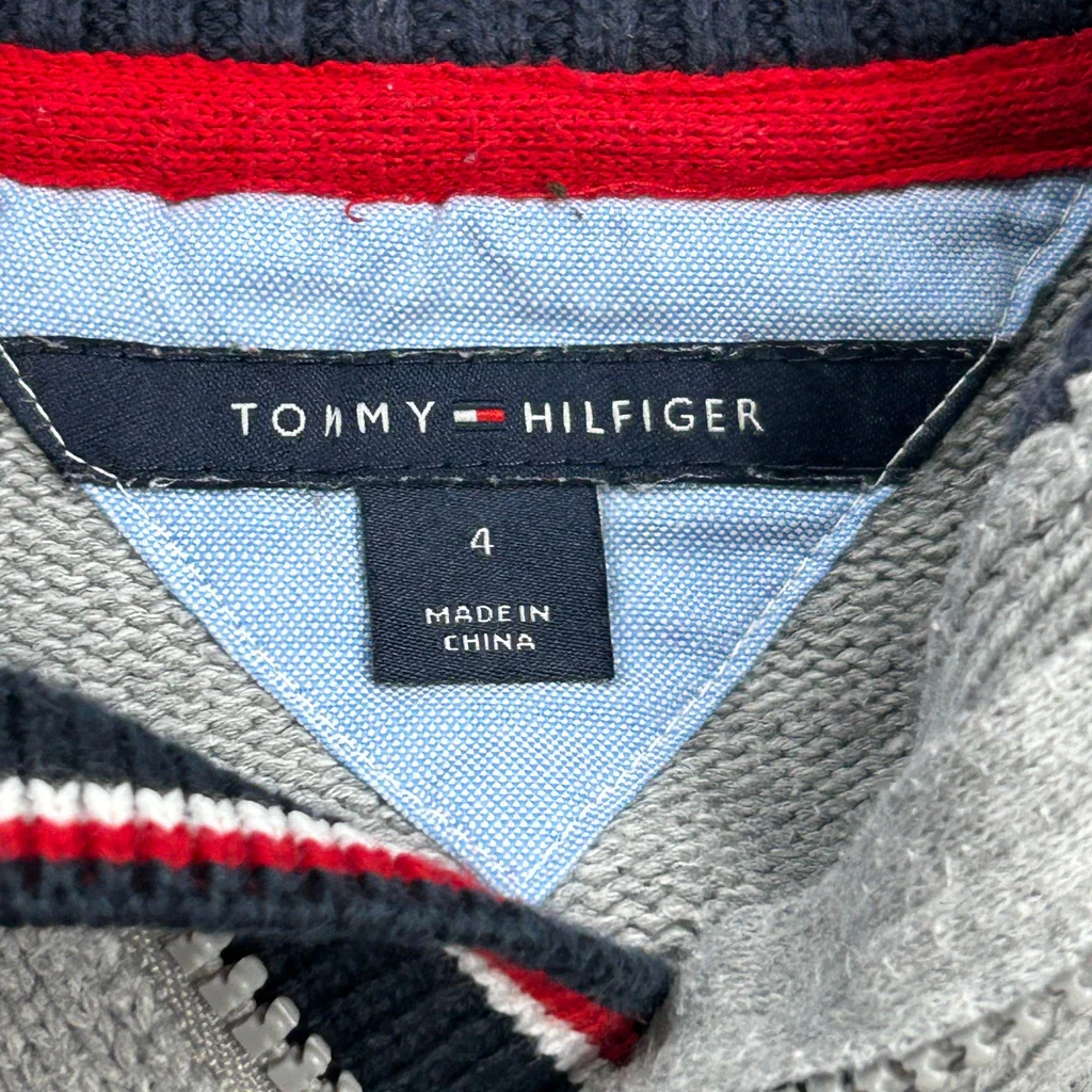 Age 4 Tommy Hilfiger 1/4 Zip - Small Grey Cotton - Image 3