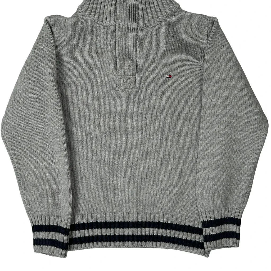 Age 4 Tommy Hilfiger 1/4 Zip - Small Grey Cotton - Image 5