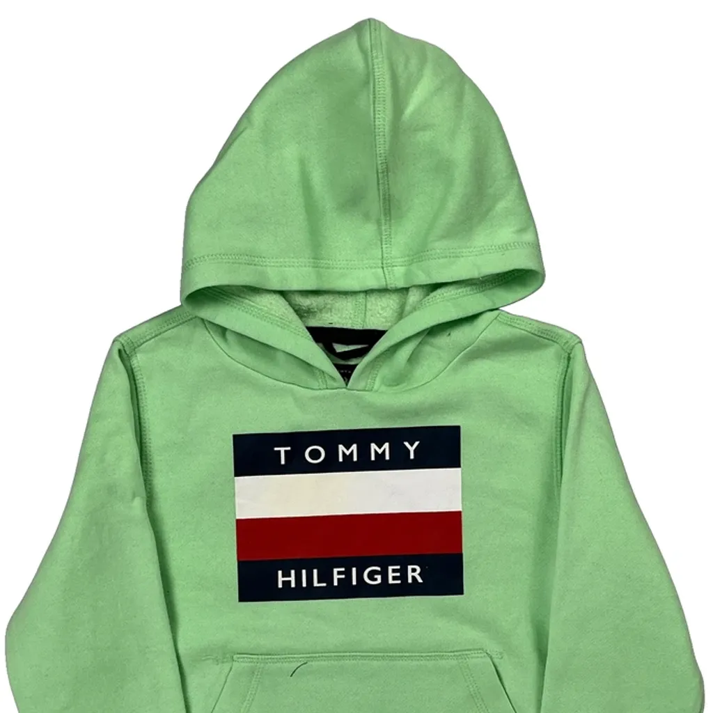 Age 4 Tommy Hilfiger Hoodie - XS Green Cotton - Image 5