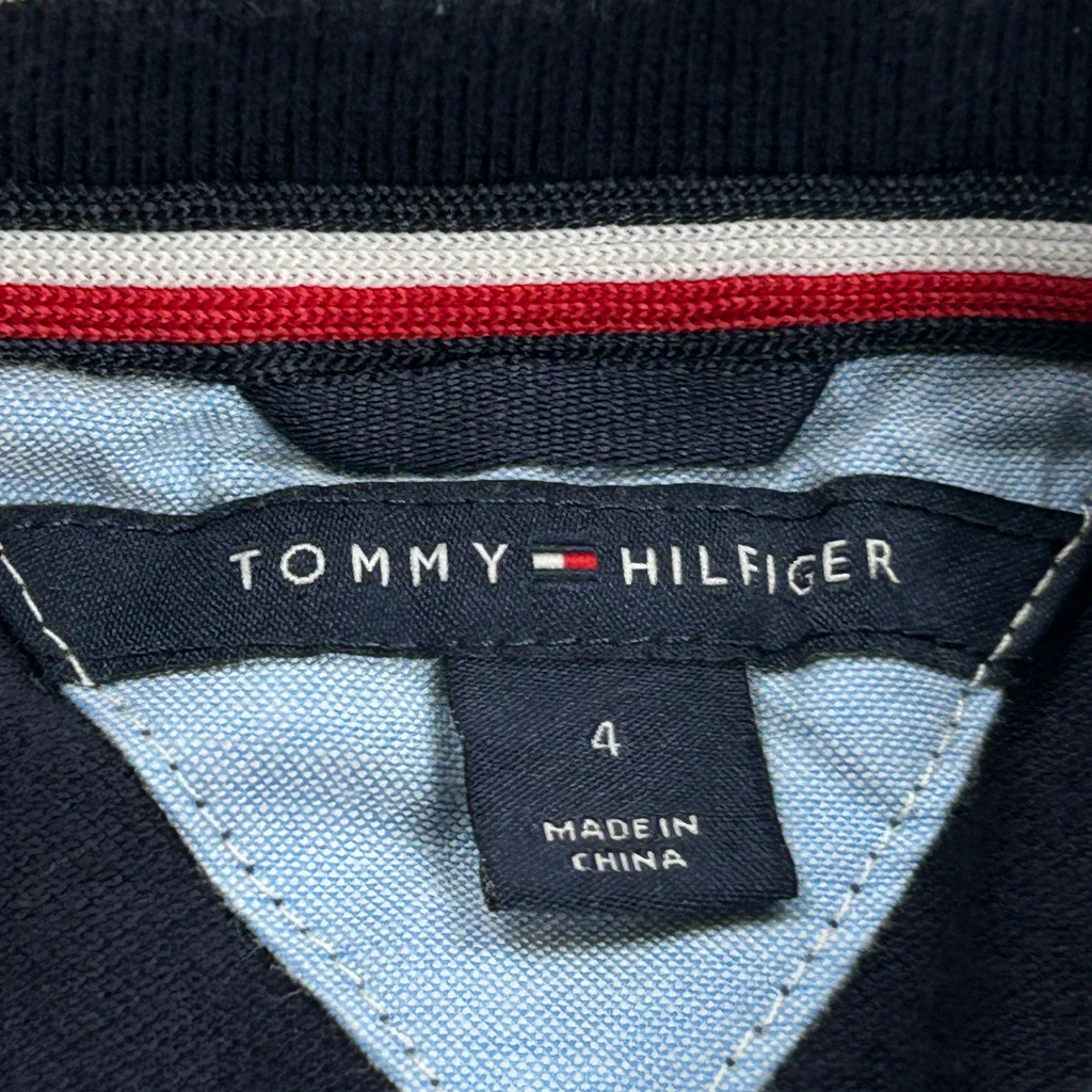 Age 4 Tommy Hilfiger Polo Shirt - Small Navy Cotton - Image 3