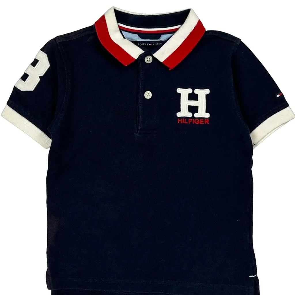 Age 4 Tommy Hilfiger Polo Shirt - Small Navy Cotton - Image 4