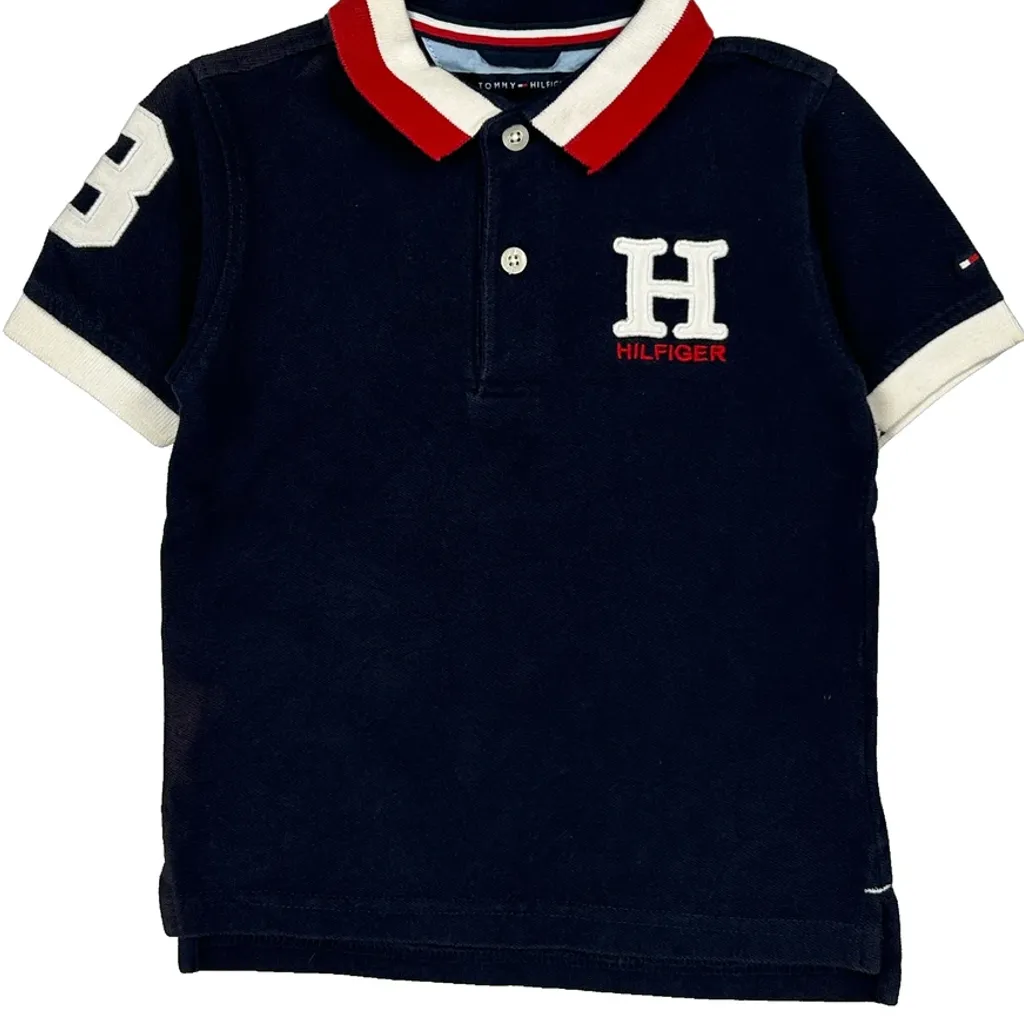 Age 4 Tommy Hilfiger Polo Shirt - Small Navy Cotton - Image 5