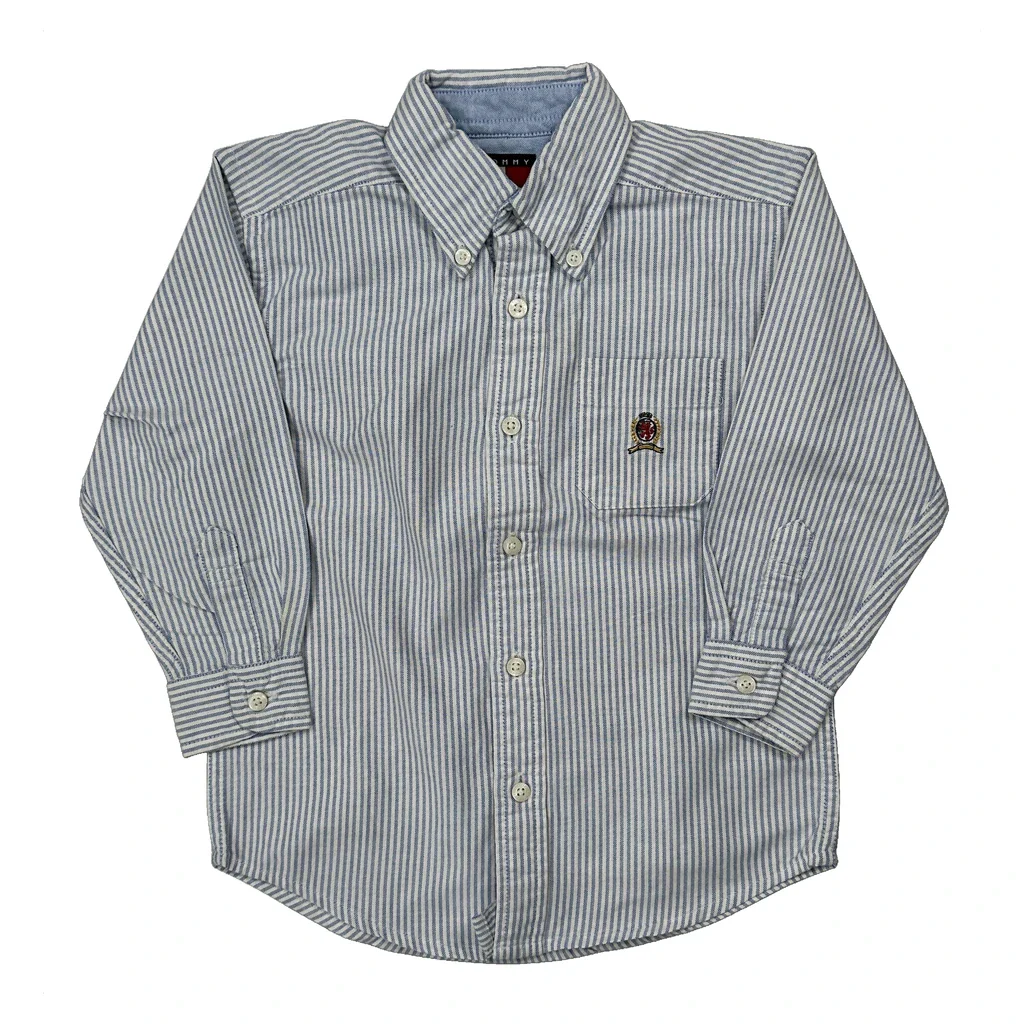 Age 4 Tommy Hilfiger Striped Shirt - Small Blue Cotton