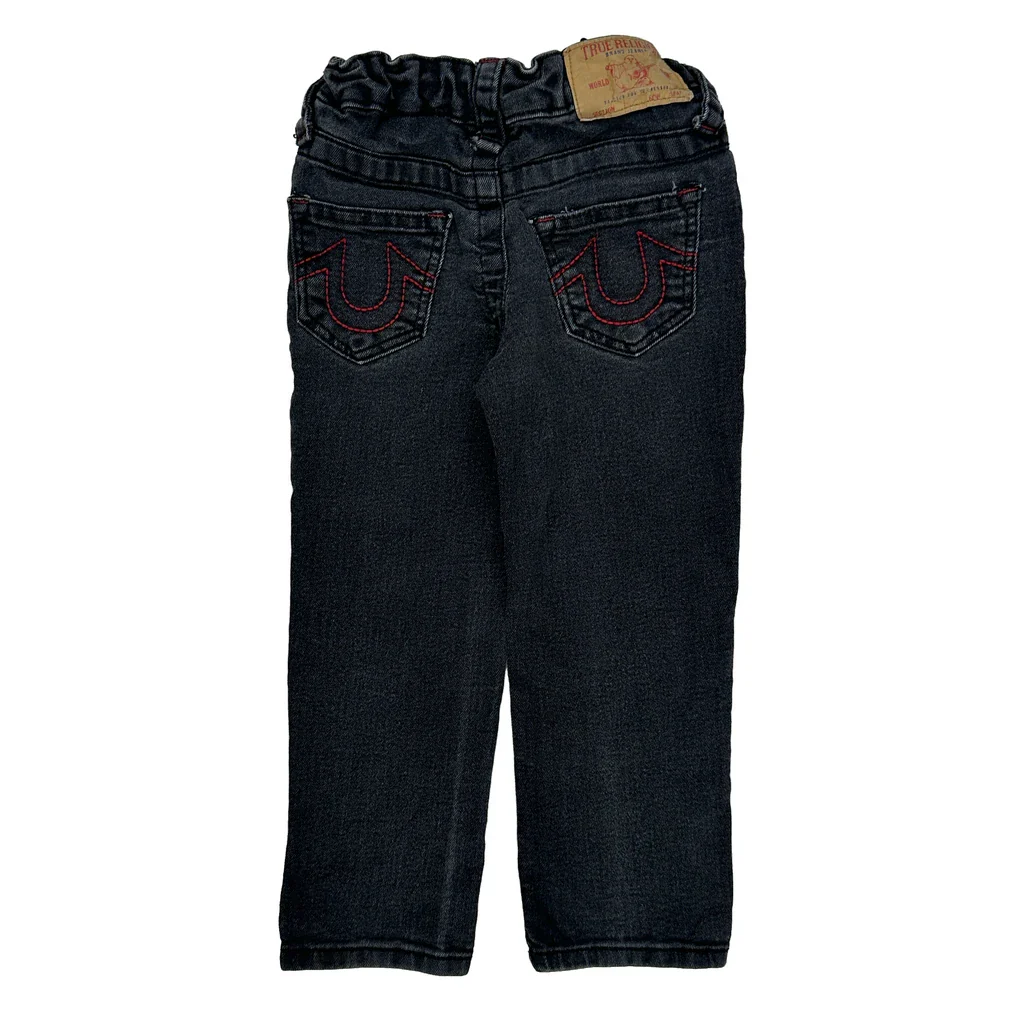Age 4 True Religion Contrast Stitch Jeans - Small Black Denim