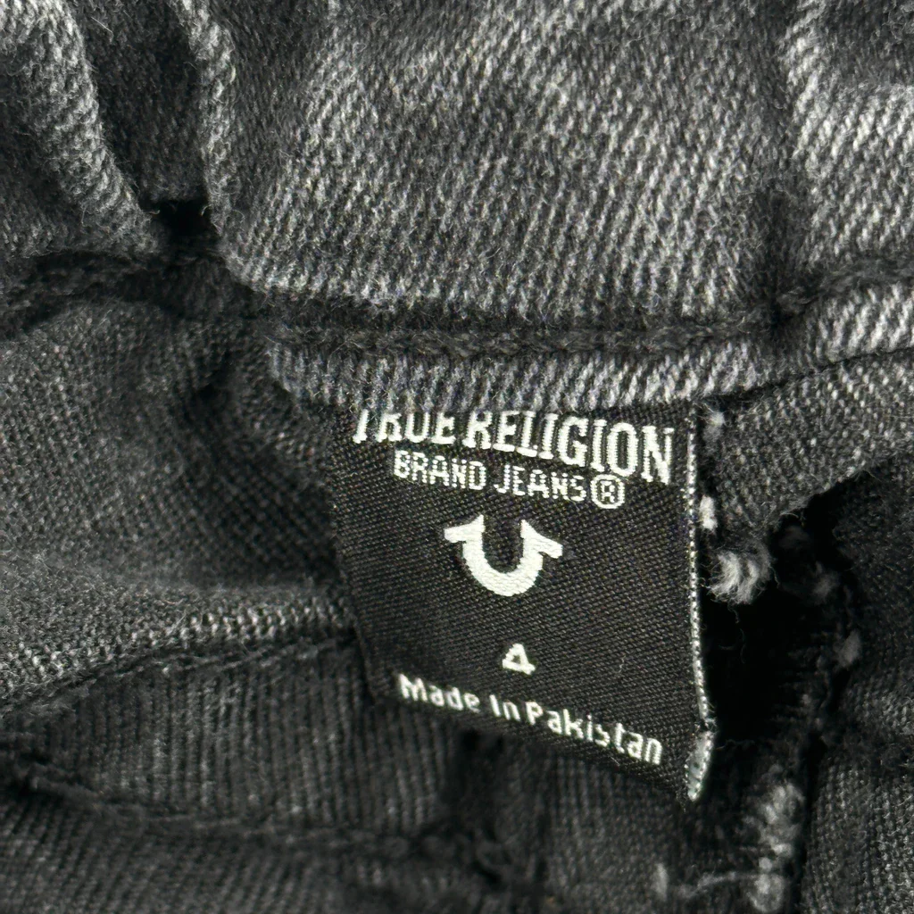 Age 4 True Religion Contrast Stitch Jeans - Small Black Denim - Image 3