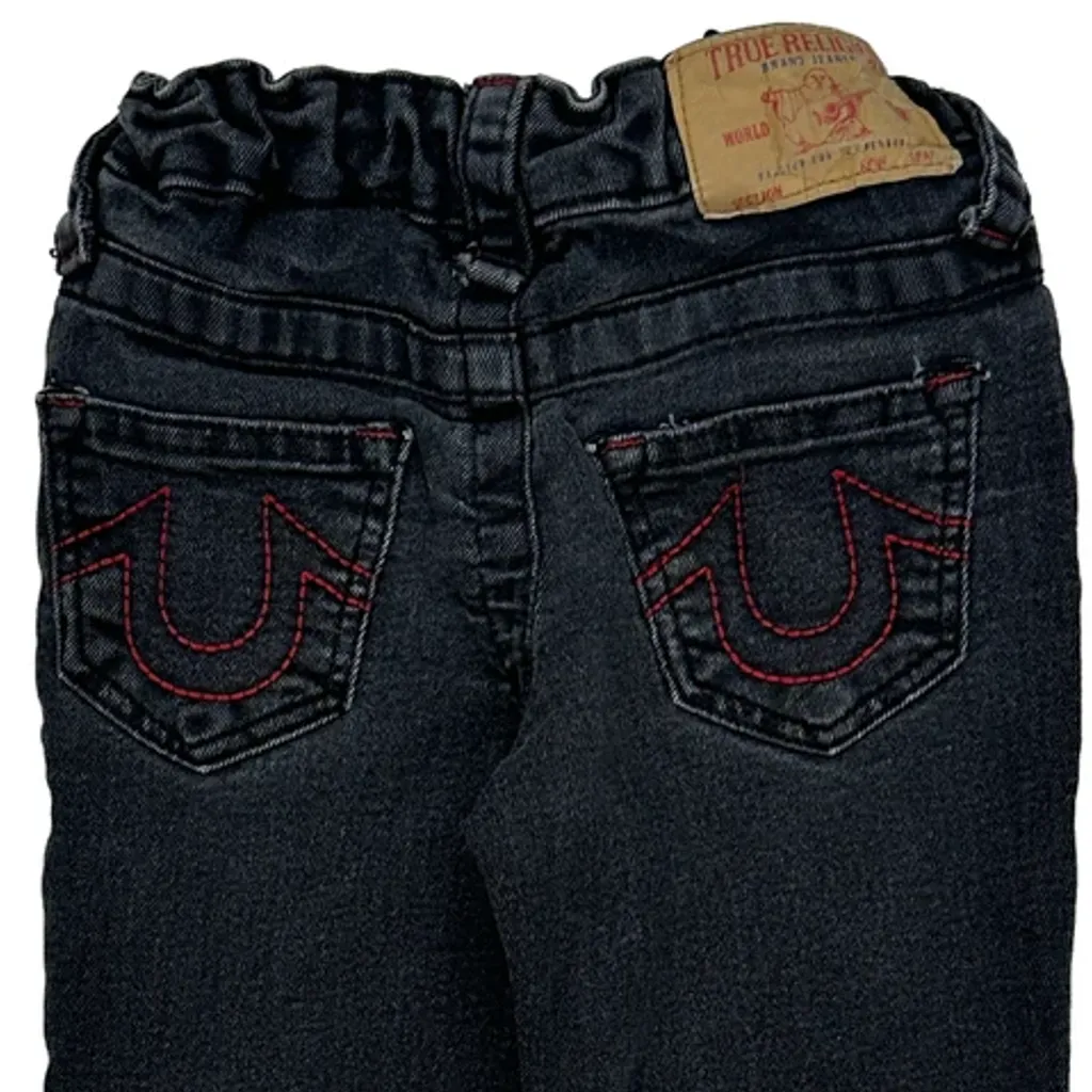 Age 4 True Religion Contrast Stitch Jeans - Small Black Denim - Image 4