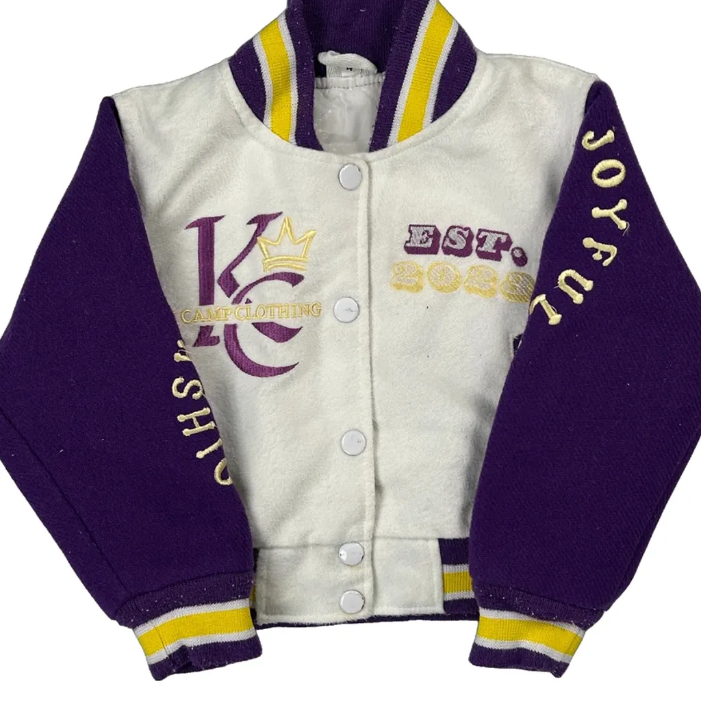Age 4 Unbranded Graphic Varsity Jacket - Small Purple Polyester - Image 5