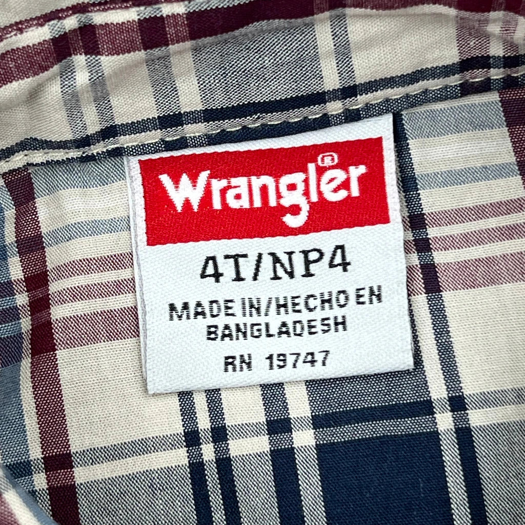 Age 4 Wrangler Checked Shirt - XS Multicoloured Cotton - Image 3