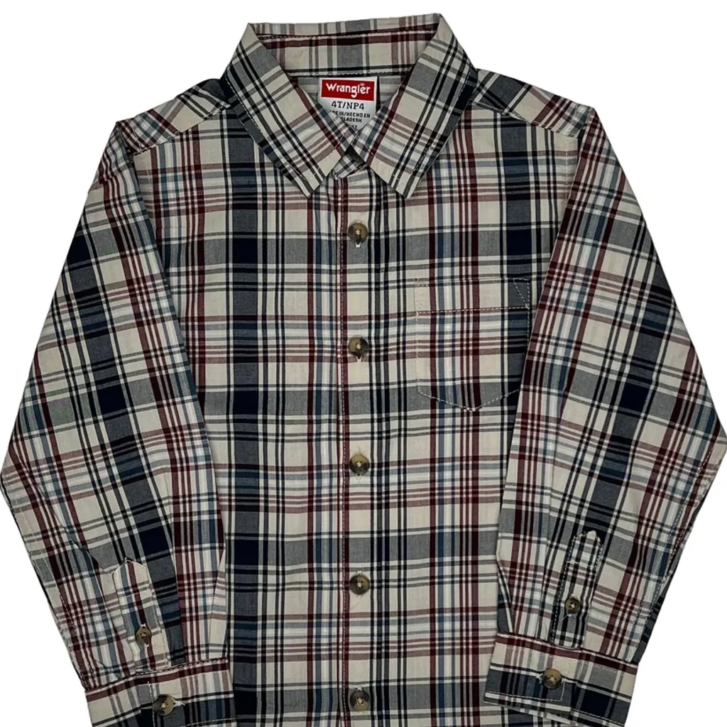 Age 4 Wrangler Checked Shirt - XS Multicoloured Cotton - Image 4