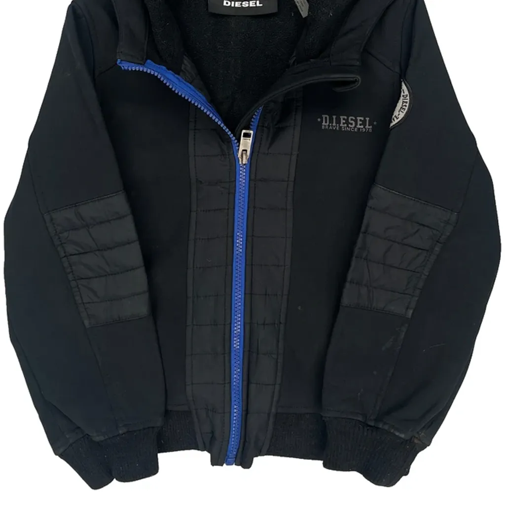 Age 5-6 Diesel Graphic Fleece Jacket - XS Black Polyester - Image 4