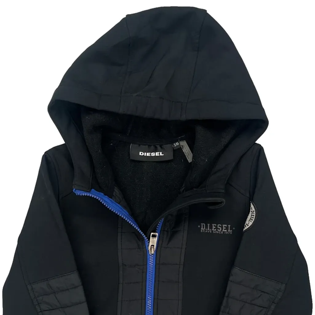 Age 5-6 Diesel Graphic Fleece Jacket - XS Black Polyester - Image 5