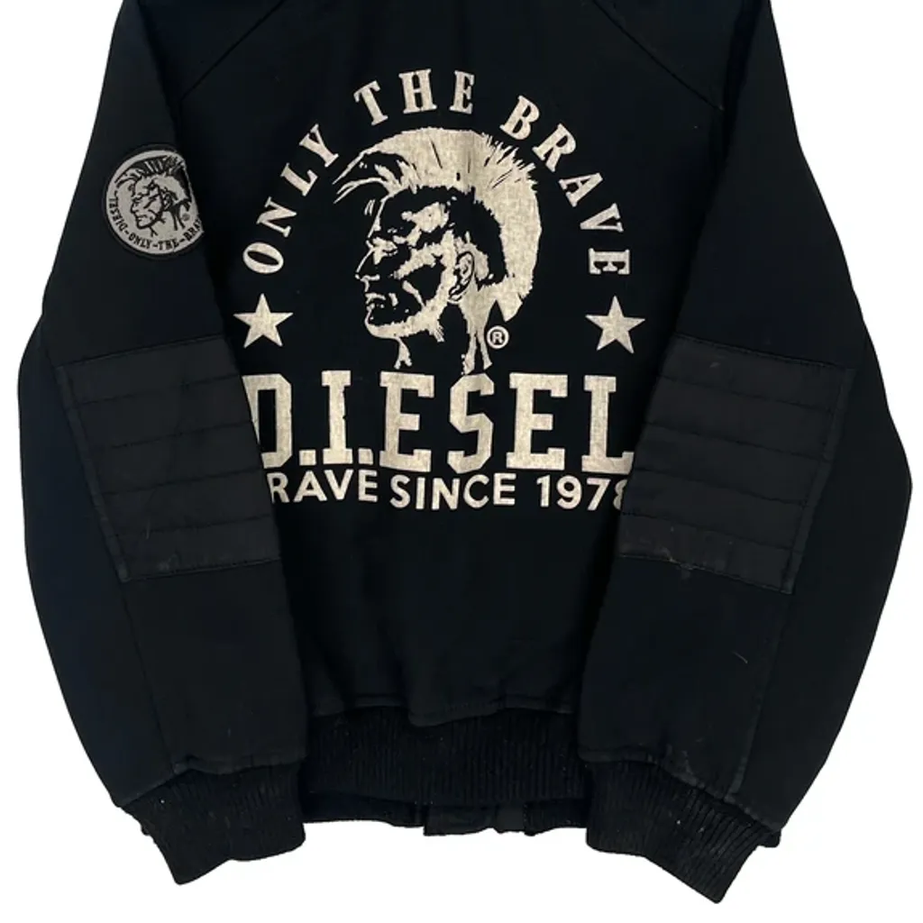 Age 5-6 Diesel Graphic Fleece Jacket - XS Black Polyester - Image 7