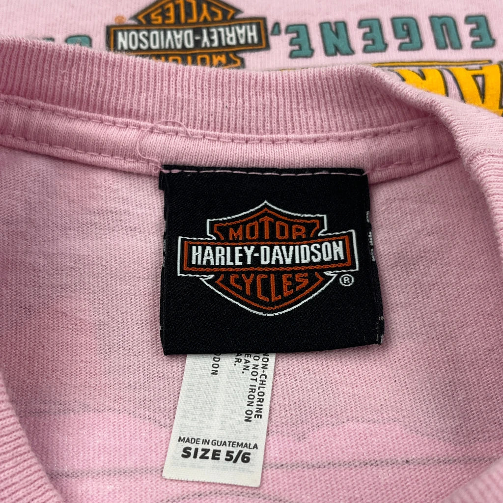 Age 5-6 Harley Davidson Graphic Long Sleeve T-Shirt - XS Pink Cotton - Image 3