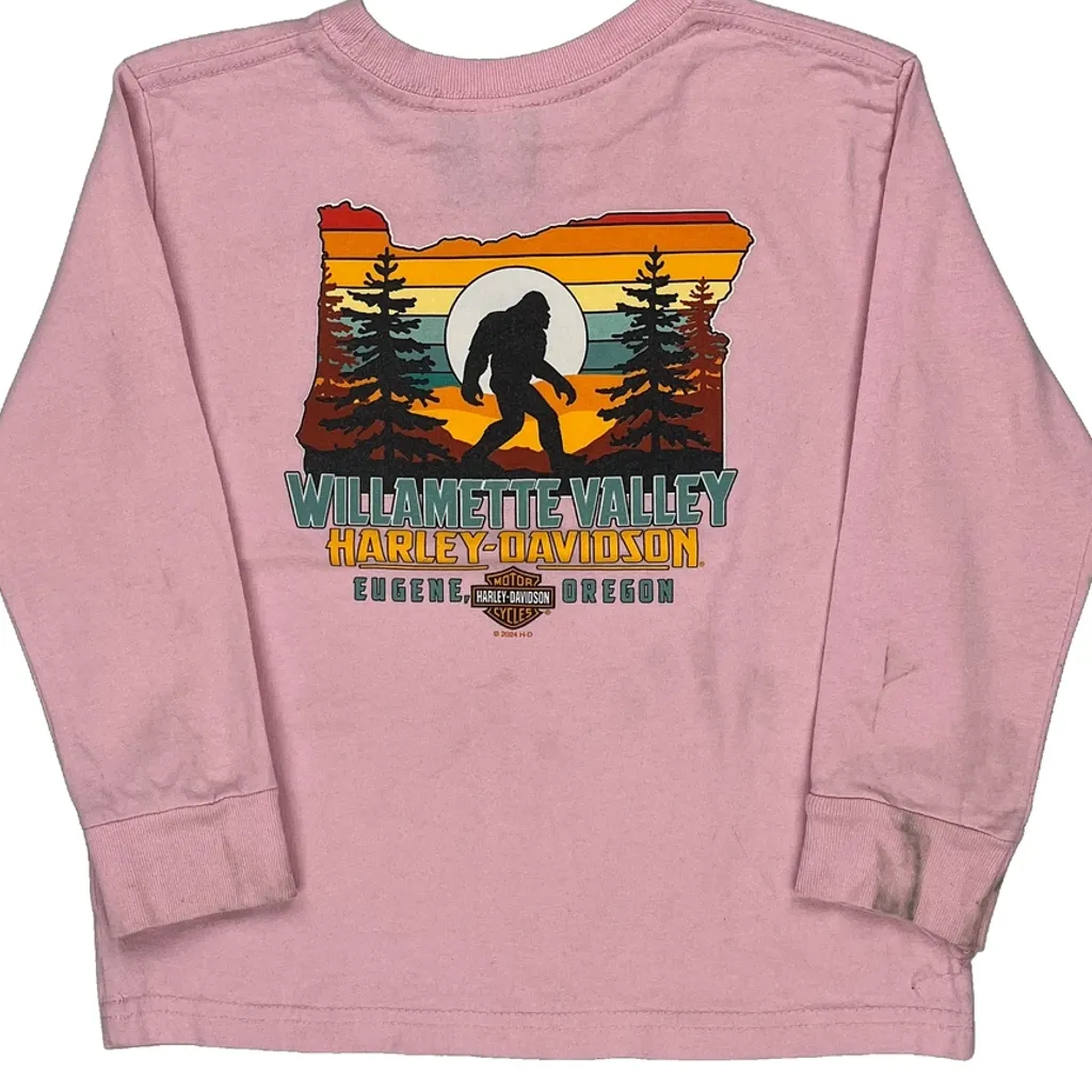 Age 5-6 Harley Davidson Graphic Long Sleeve T-Shirt - XS Pink Cotton - Image 7