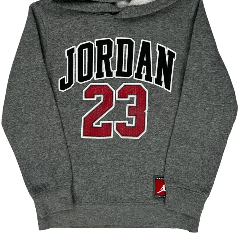 Age 5-6 Jordan Graphic Hoodie - Medium Grey Cotton Blend - Image 4