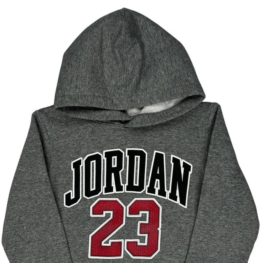 Age 5-6 Jordan Graphic Hoodie - Medium Grey Cotton Blend - Image 5