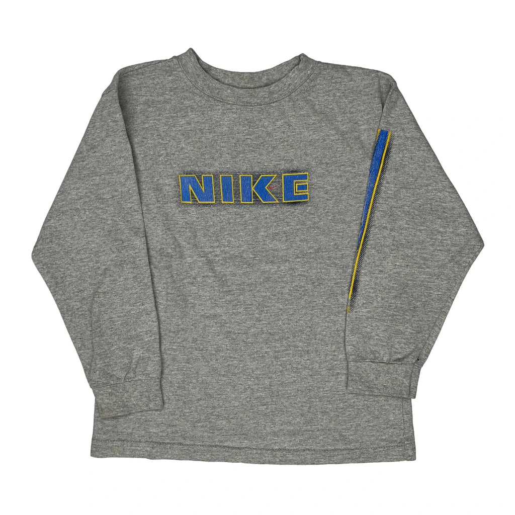 Age 5-6 Nike Graphic Long Sleeve T-Shirt - Medium Grey Cotton