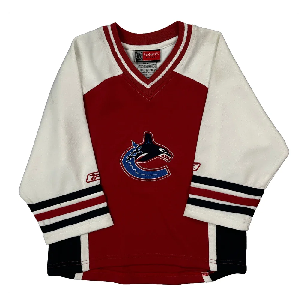 Age 5-6 Reebok Vancouver Canucks Jersey - Medium Red Polyester