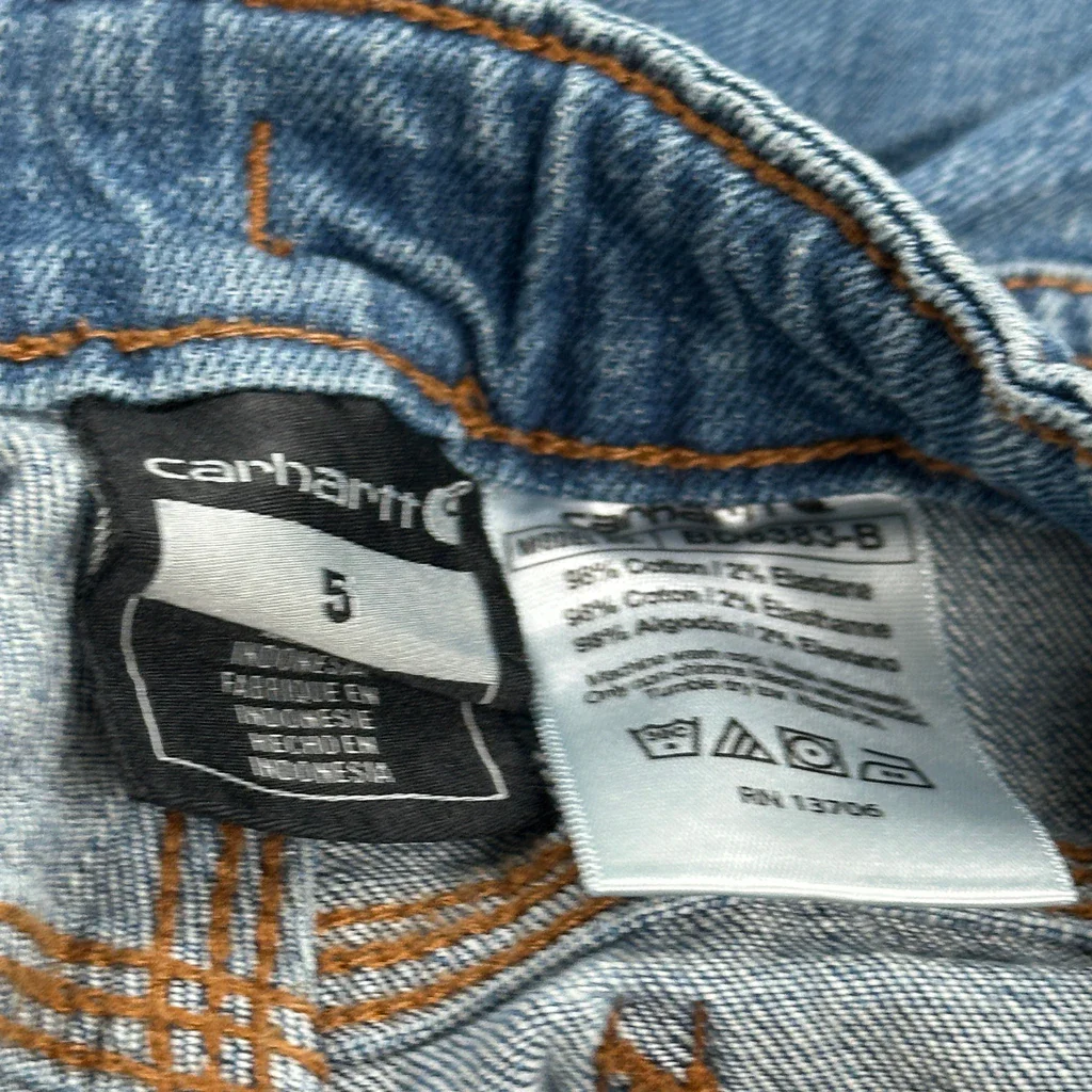 Age 5 Carhartt Double Knee Carpenter Jeans - Small Blue Cotton - Image 3