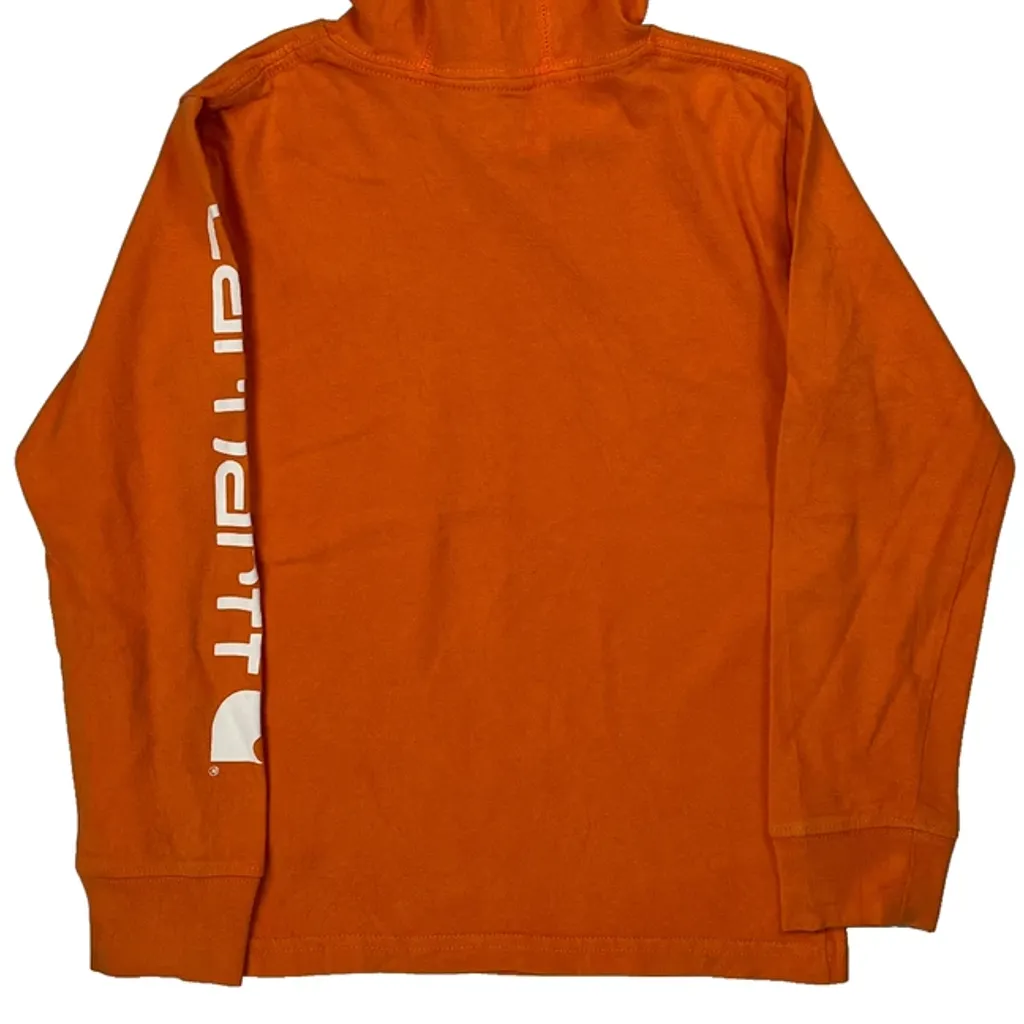 Age 5 Carhartt Spellout Long Sleeve T-Shirt - XS Orange Cotton - Image 6
