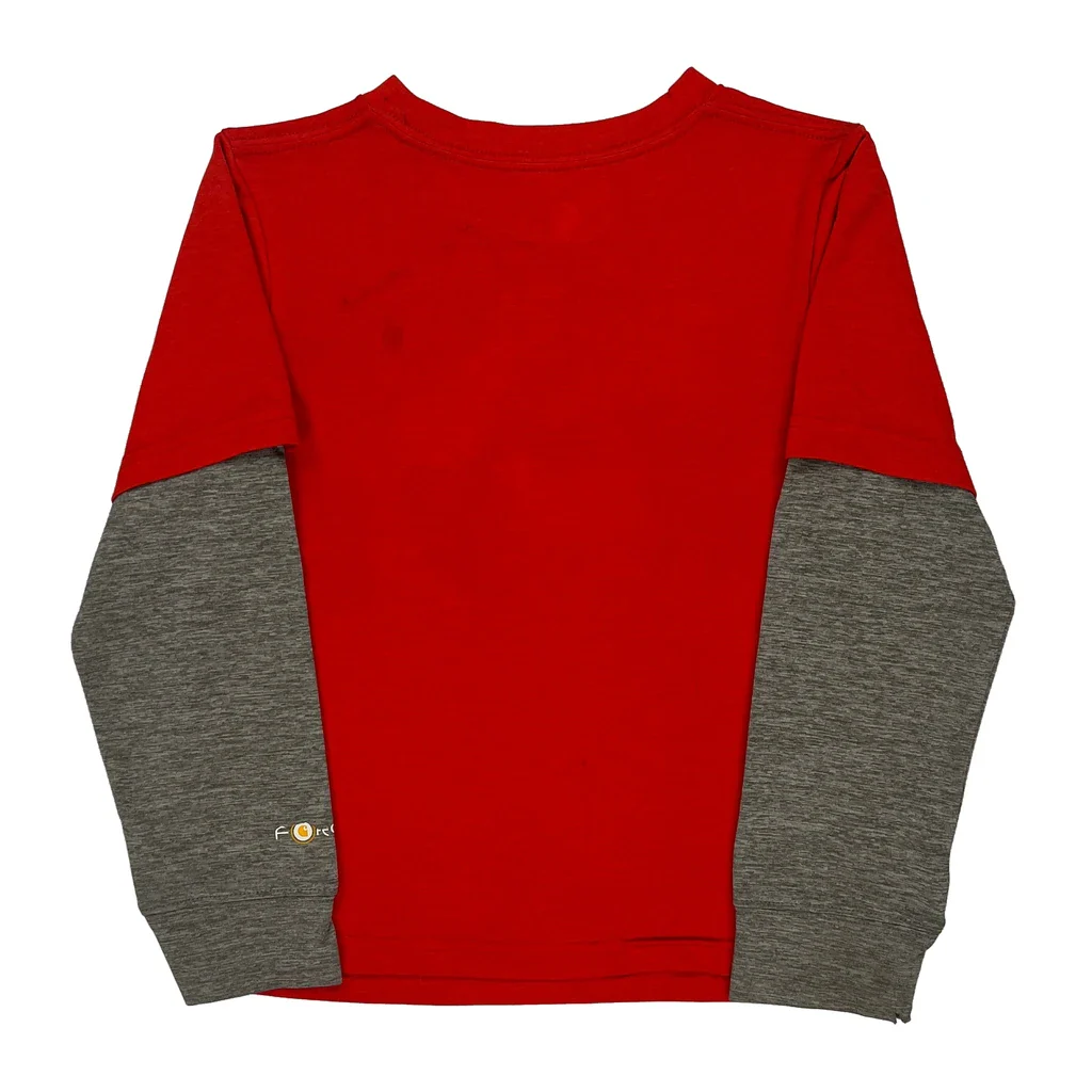 Age 5 Carhartt Long Sleeve T-Shirt - XS Red Cotton - Image 2
