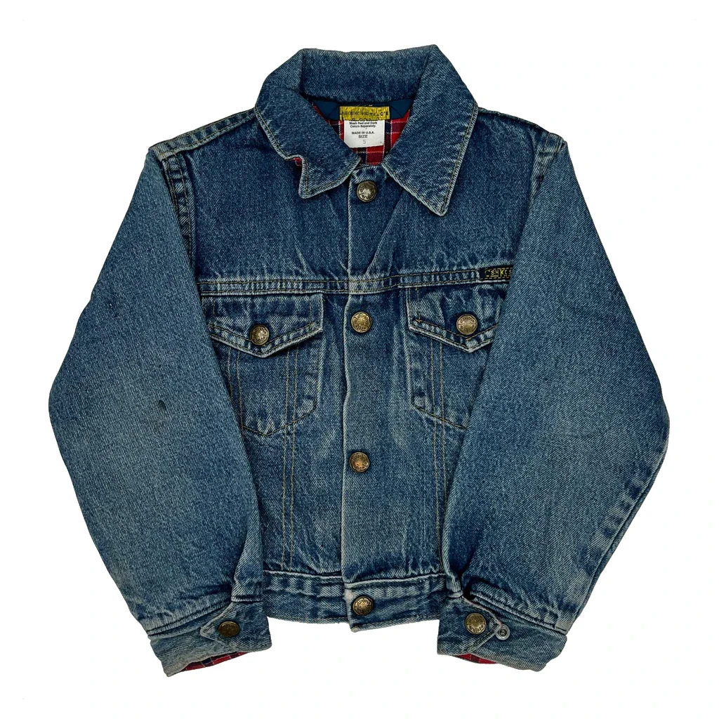 Age 5 Oshkosh Checked Denim Jacket - XS Blue Denim