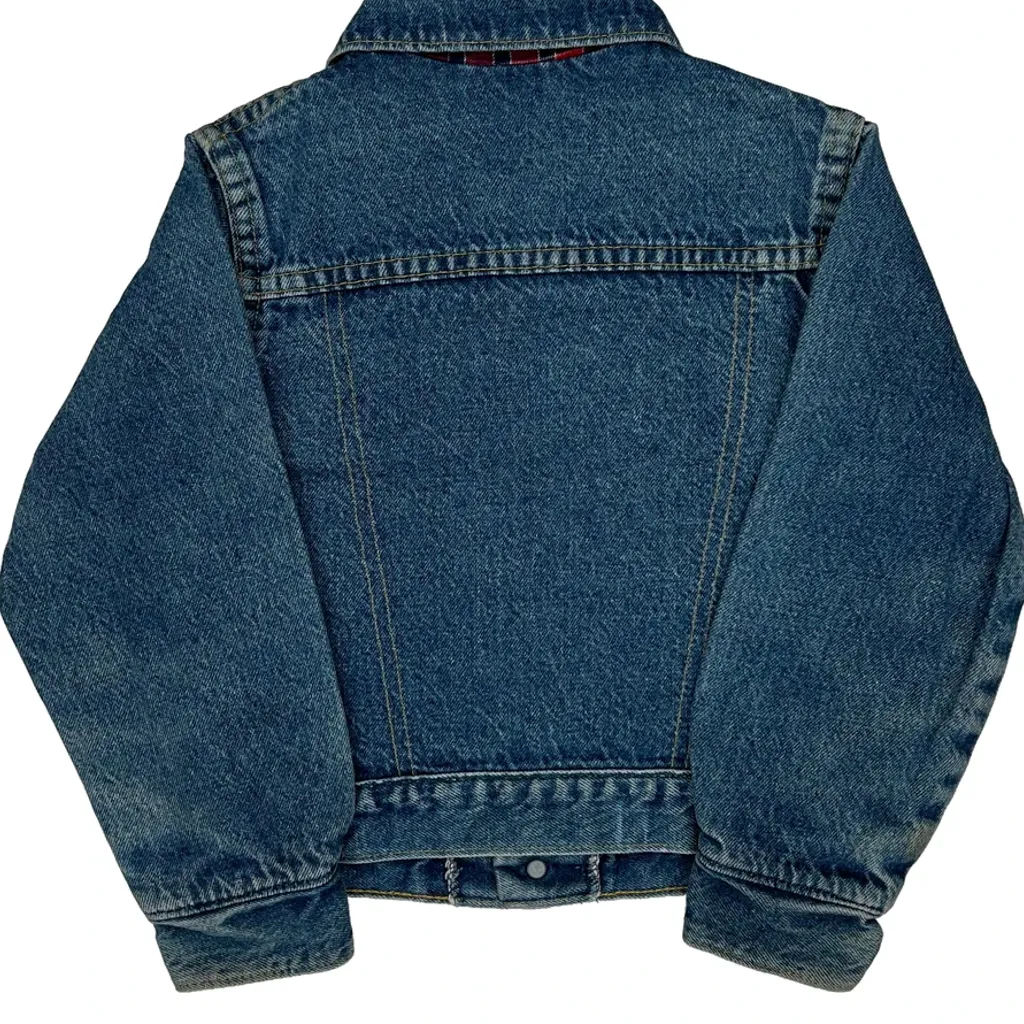 Age 5 Oshkosh Checked Denim Jacket - XS Blue Denim - Image 6
