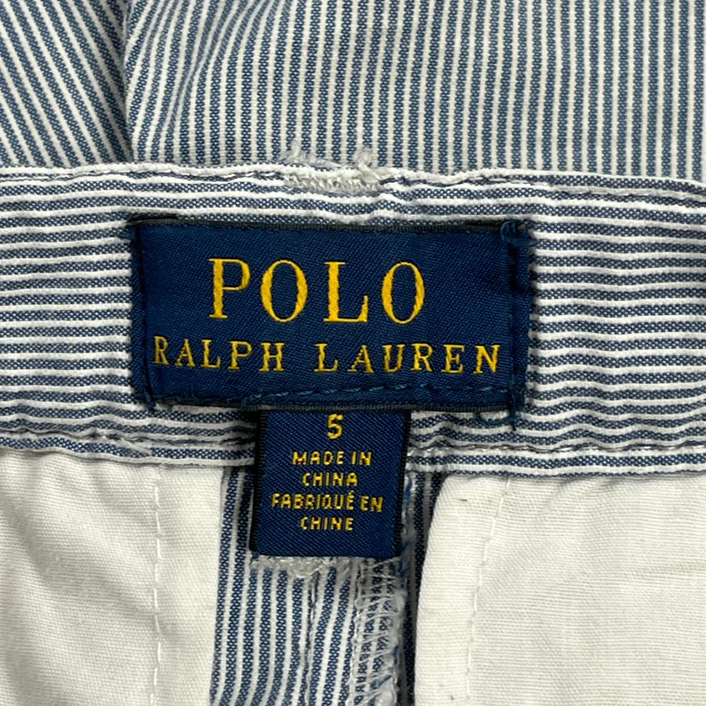 Age 5 Polo By Ralph Lauren Striped Chino Shorts - XS Blue Cotton - Image 3