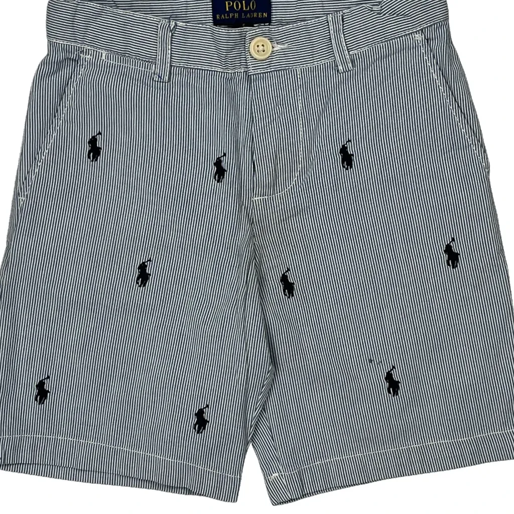 Age 5 Polo By Ralph Lauren Striped Chino Shorts - XS Blue Cotton - Image 7