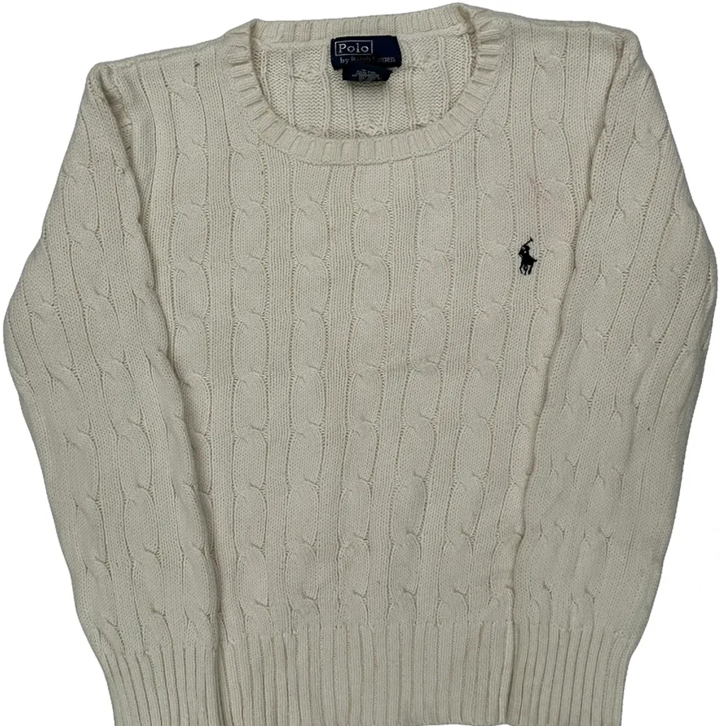 Age 5 Polo By Ralph Lauren Jumper - Small Cream Cotton - Image 5