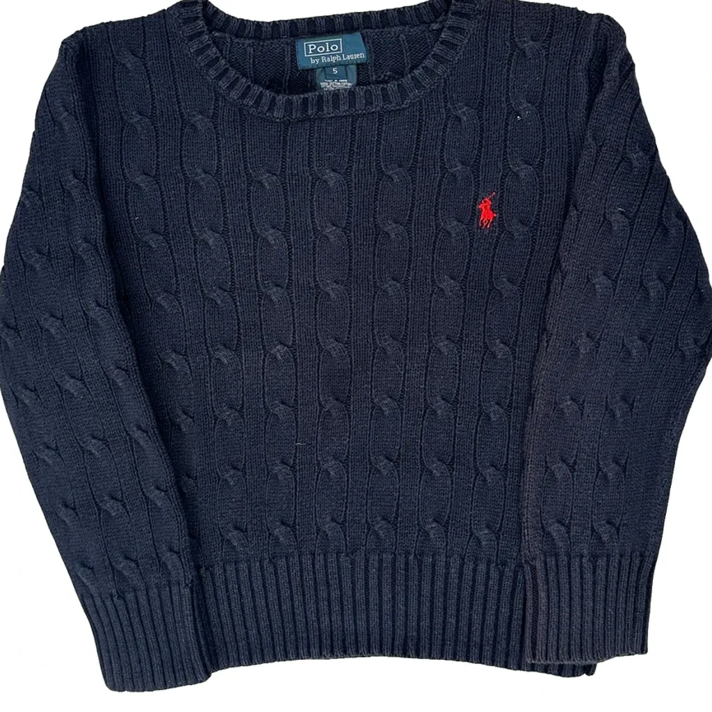 Age 5 Polo By Ralph Lauren Jumper - Small Navy Cotton - Image 4
